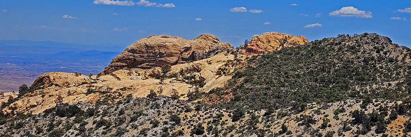Monument Peak (Left), Hidden Peak (Right) from Western Tip of Little Zion Plateau. | Little Zion | Rainbow Mountain Wilderness, Nevada