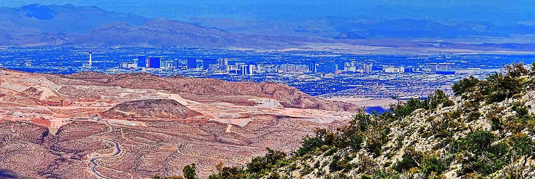 View Back to Blue Diamond Hill and Las Vegas Strip | Little Zion | Rainbow Mountain Wilderness, Nevada