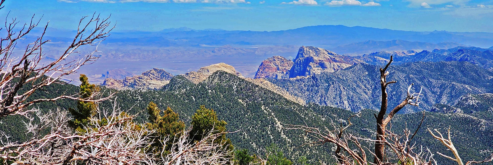 Left to Right: White Rock Mt., Bridge Mt., Rainbow Mt., Mt. Wilson Bordered by Upper Crest Ridgeline | Wilson Ridge South High Point | Lovell Canyon, Nevada