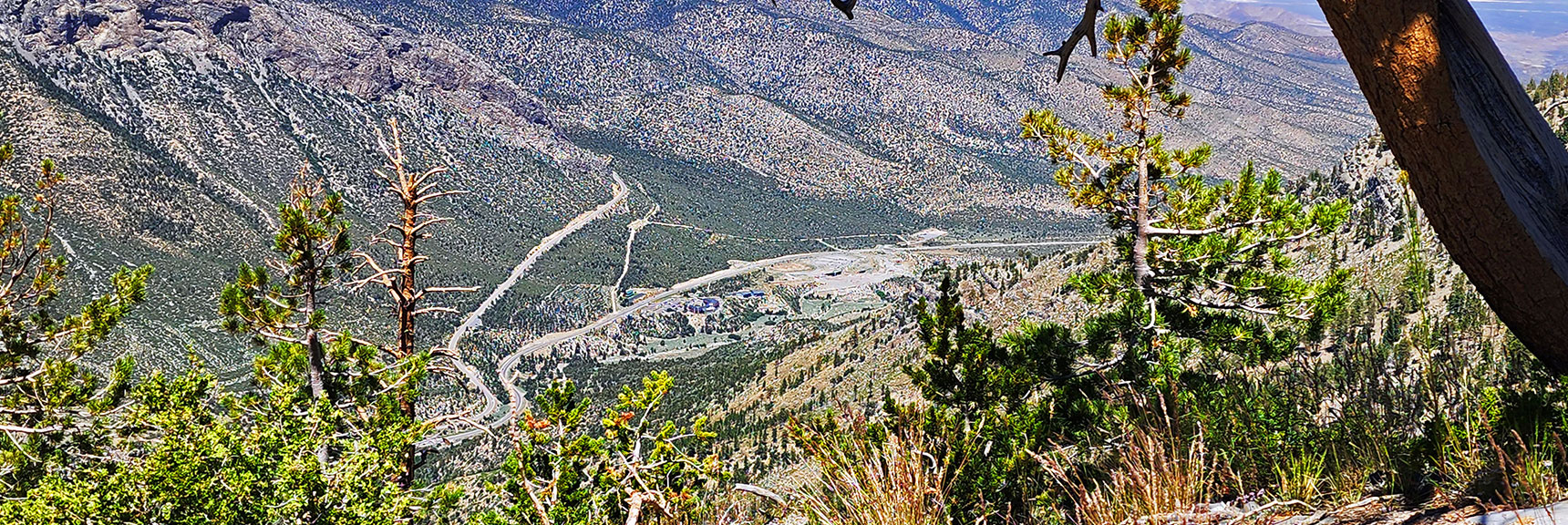 View Down to Intersection of Deer Creek & Kyle Canyon Roads from Near Harris Mt. Summit. | Fletcher Canyon to Harris Mountain Summit | Mt Charleston Wilderness, Nevada