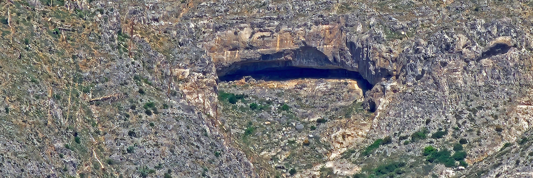 Closer View of the Cave Near the Base of The Griffith Peak Cliffs Above Lovell Canyon. | Wilson Ridge to Harris Mountain | Lovell Canyon, Nevada