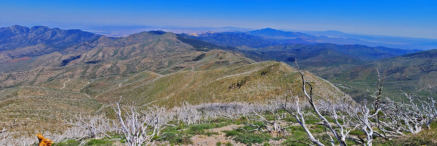 View from Near Harris Mt. Summit Down Length of Wilson Ridge to Rainbow Mountains | Wilson Ridge to Harris Mountain | Lovell Canyon, Nevada