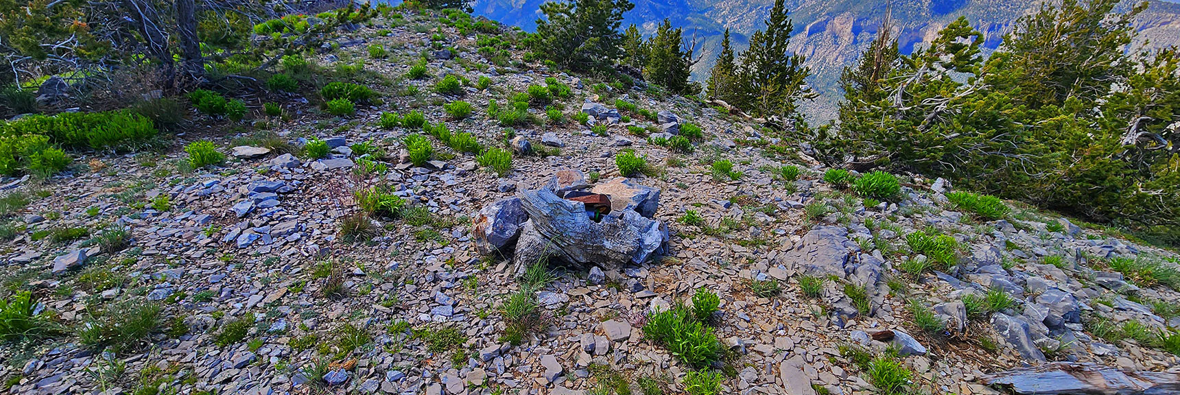 Rusty Summit Box on Harris Mountain. | Wilson Ridge to Harris Mountain | Lovell Canyon, Nevada