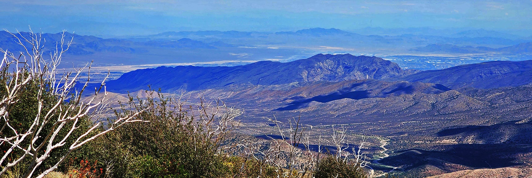 View Down Kyle Canyon Toward Las Vegas Valley and Beyond | Harris Mountain Triangle | Mt Charleston Wilderness, Nevada