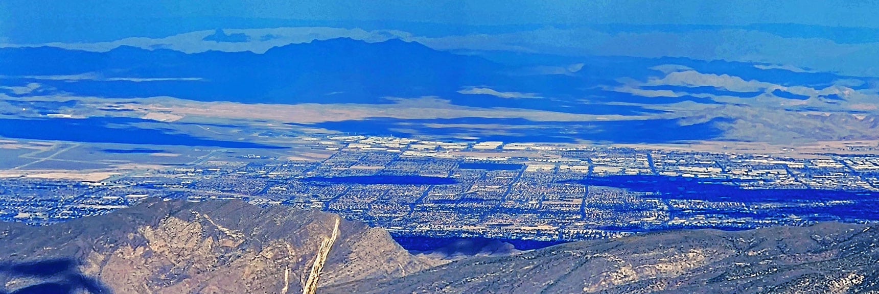 Mid Las Vegas Valley. Muddy Mts. Distant Horizon. | Harris Mountain Triangle | Mt Charleston Wilderness, Nevada