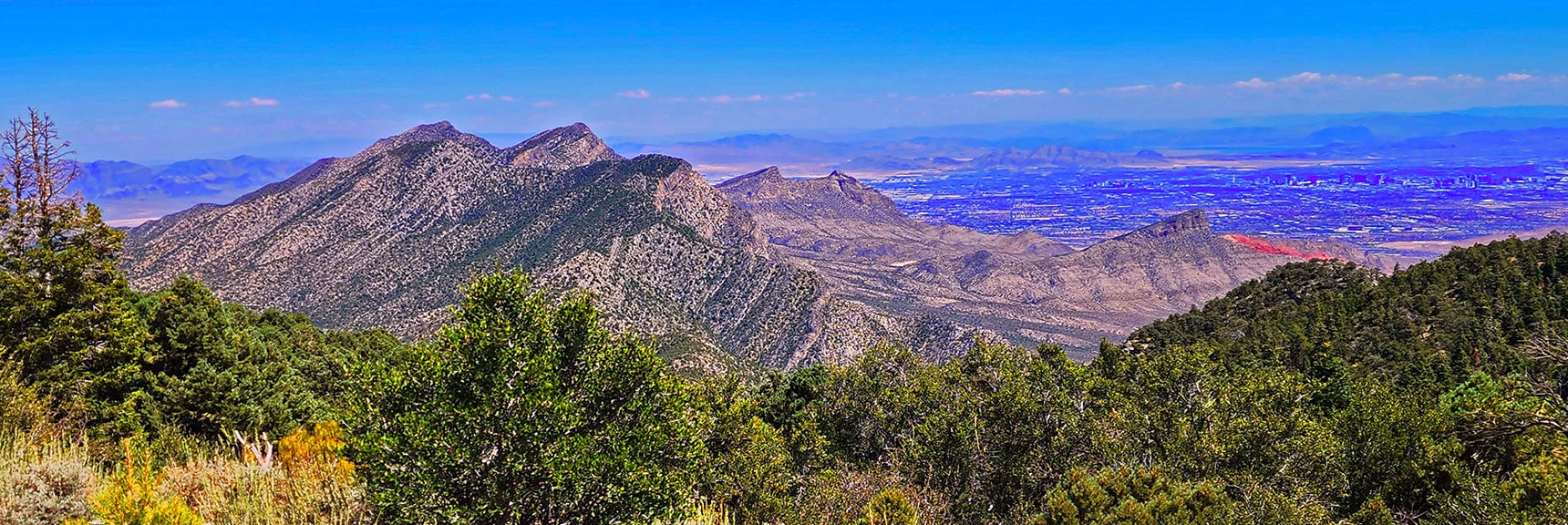 Zoom in on La Madre Mt., Damsel Peak, Turtlehead Peak, Las Vegas Strip. | Wilson Ridge Lower Loop | Lovell Canyon, Nevada