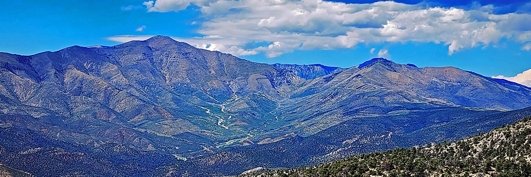 Upper Lovell Canyon. Griffith Peak & Sexton Ridge (left), Harris Mt. & Wilson Ridge (right). | Red Rock Summit | Lovell Canyon & Rainbow Mountain Wilderness, Nevada