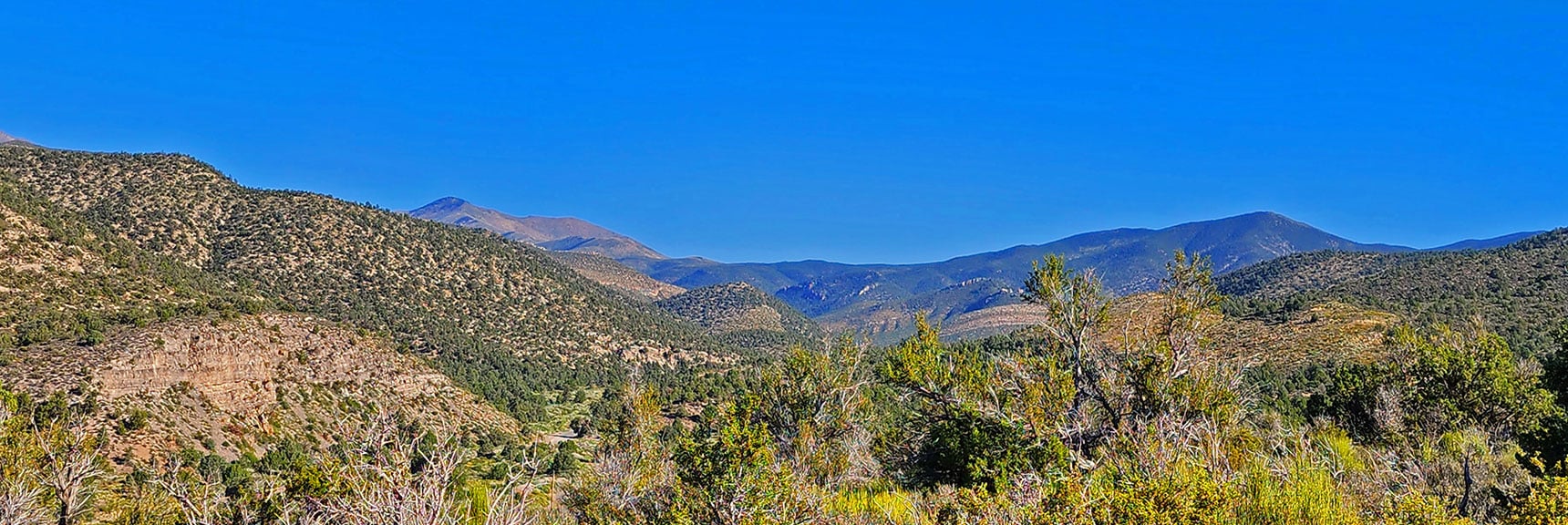 View North to Harris Mountain (left) and Wilson Ridge Southern High Point (right). | Rocky Gap Rd to Bridge Mt Trailhead | Lovell Canyon, Nevada
