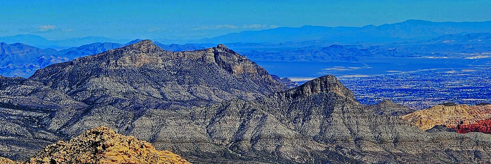 Damsel Peak (left) Turtlehead Peak (right) Las Vegas Valley Beyond. | Mini Matterhorn Pinnacle | Wilson Ridge | Lovell Canyon, Nevada