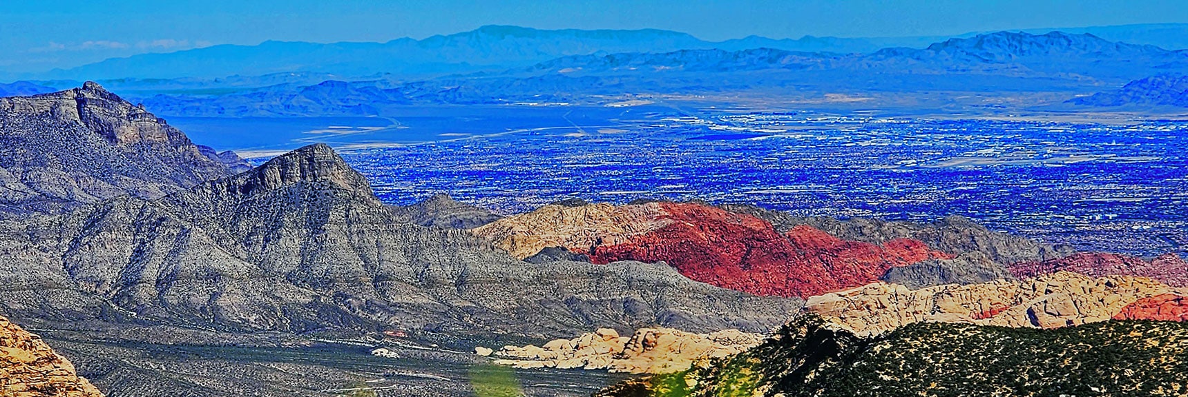 Calico Hills. Las Vegas Valley Beyond. | Mini Matterhorn Pinnacle | Wilson Ridge | Lovell Canyon, Nevada