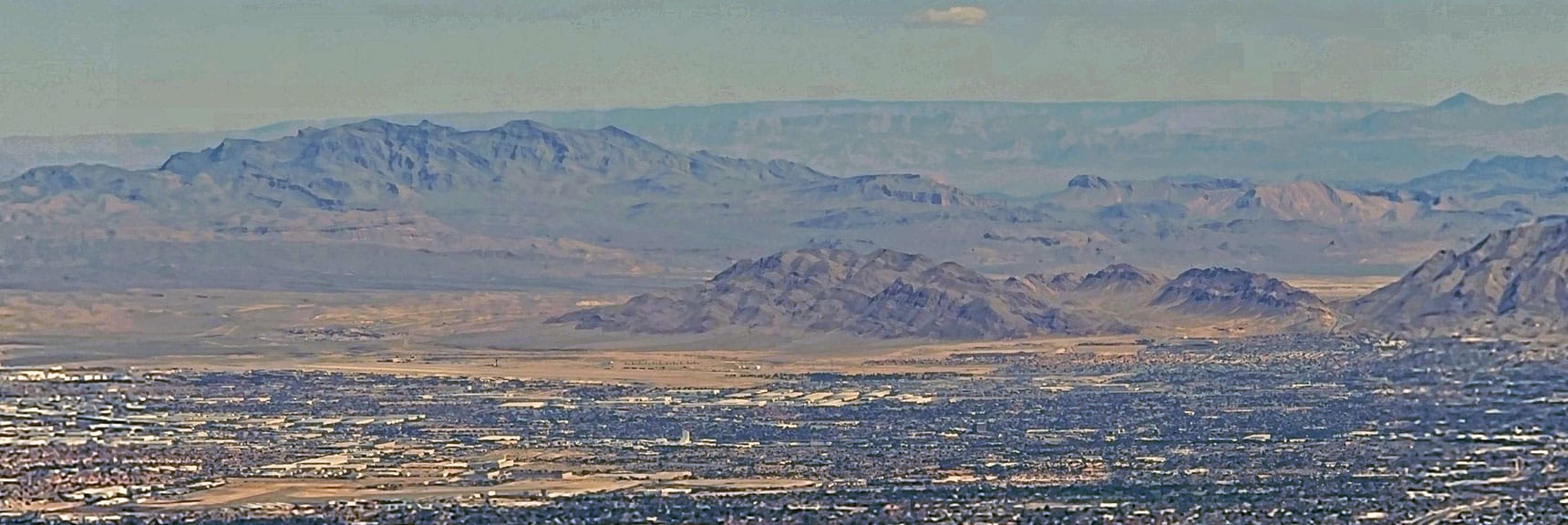 Muddy Mts. (left); Sunrise Mt. (center) Across Las Vegas Valley. | Mini Matterhorn Pinnacle | Wilson Ridge | Lovell Canyon, Nevada