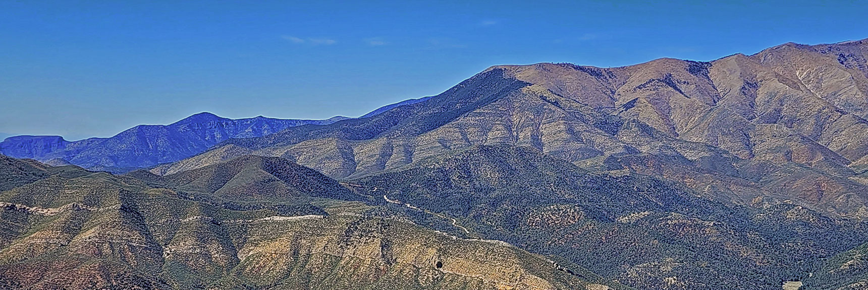Faint Lovell Summit Road Heading Toward Sexton Ridge Base Before Descending to Trout Canyon. | Mini Matterhorn Pinnacle | Wilson Ridge | Lovell Canyon, Nevada