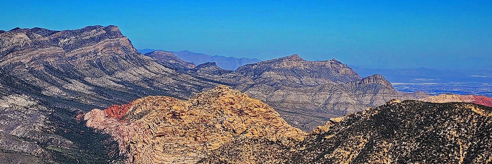 White Rock Mt., Damsel & Turtlehead Peaks, Las Vegas Valley Background | Red Rock Summit Loop | Wilson Ridge | Lovell Canyon, Nevada
