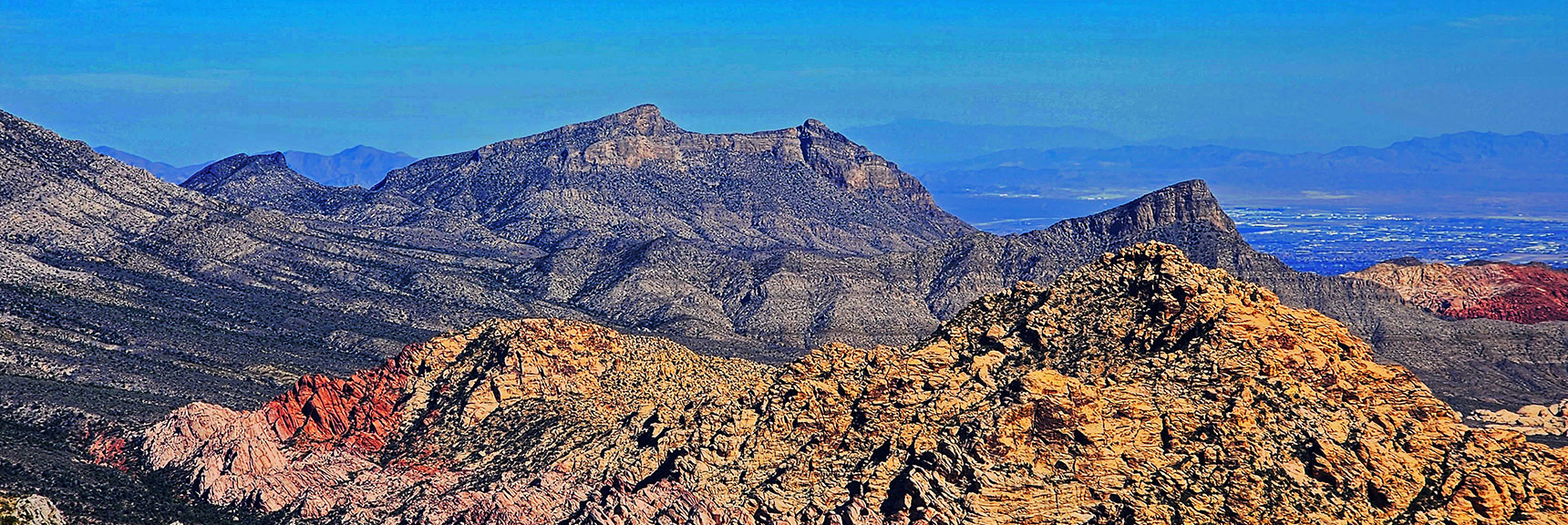 Damsel Peak (left), Turtlehead Peak (right), White Rock Mt. (middle foreground) | Switchback Spring Pinnacle | Wilson Ridge | Lovell Canyon, Nevada