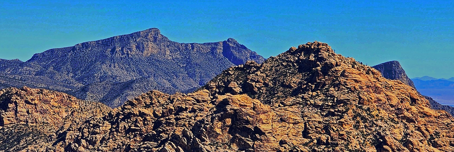 Damsel Peak (left); Turtlehead Peak (right) Behind White Rock Mountain | Switchback Spring Ridge | Red Rock Canyon, Nevada