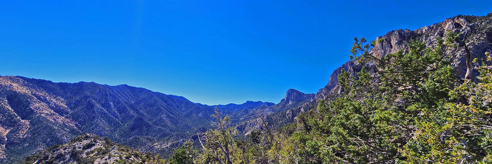 View Up Rocky Gap Road Canyon. Red Rock Summit Prominent on Right | Switchback Spring Ridge | Red Rock Canyon, Nevada
