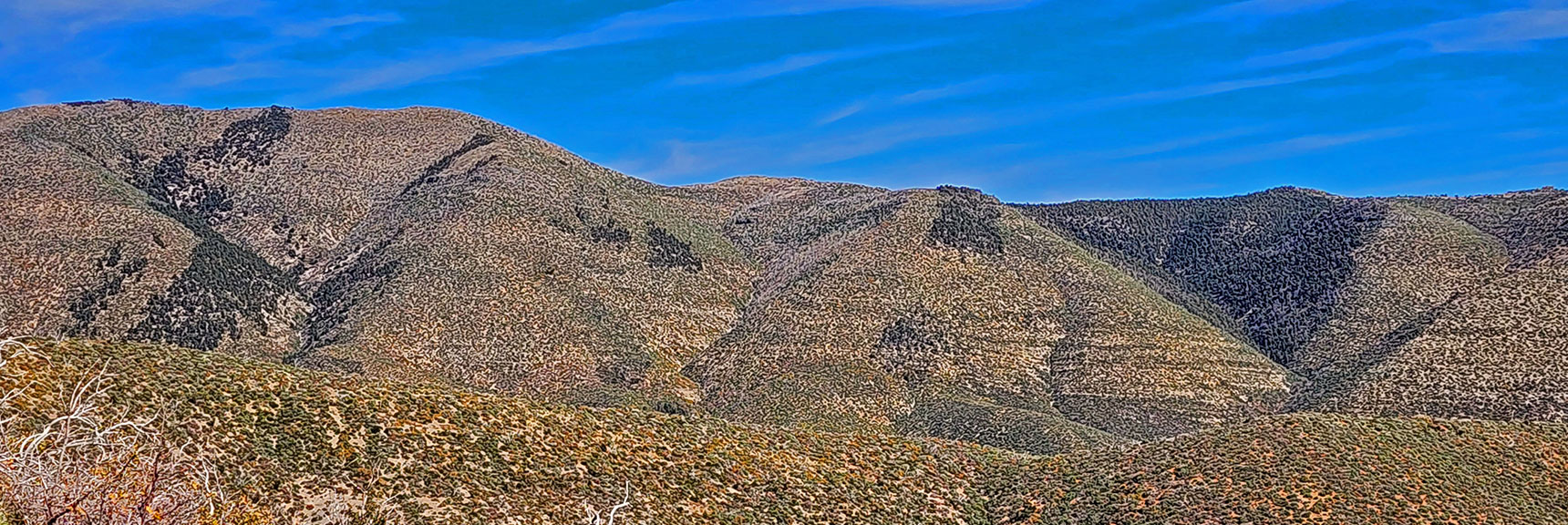 Good Approach Ridges to Wilson Ridge. Ridge on Left is Good Approach to Harris Mt. Summit. | Griffith Shadow Loop | Lovell Canyon, Nevada