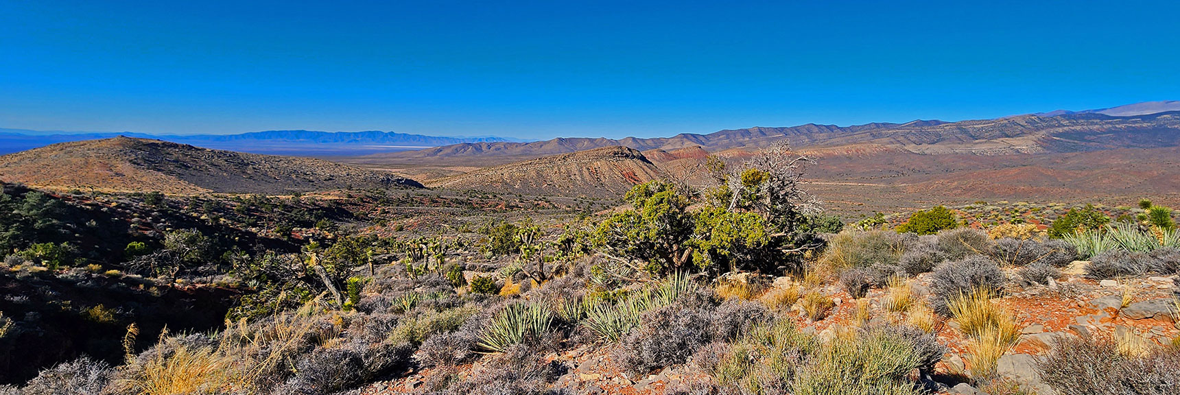 Rounding the North Side, Western Landscape Toward Death Valley Comes into View.| Landmark Bluff Circuit | Lovell Canyon, Nevada