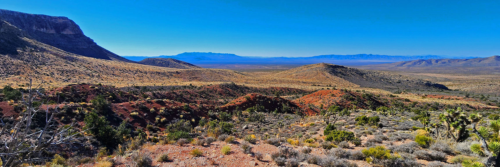 SW View. Will Set a Course Directly Toward Distant Nopah Range. | Landmark Bluff Circuit | Lovell Canyon, Nevada