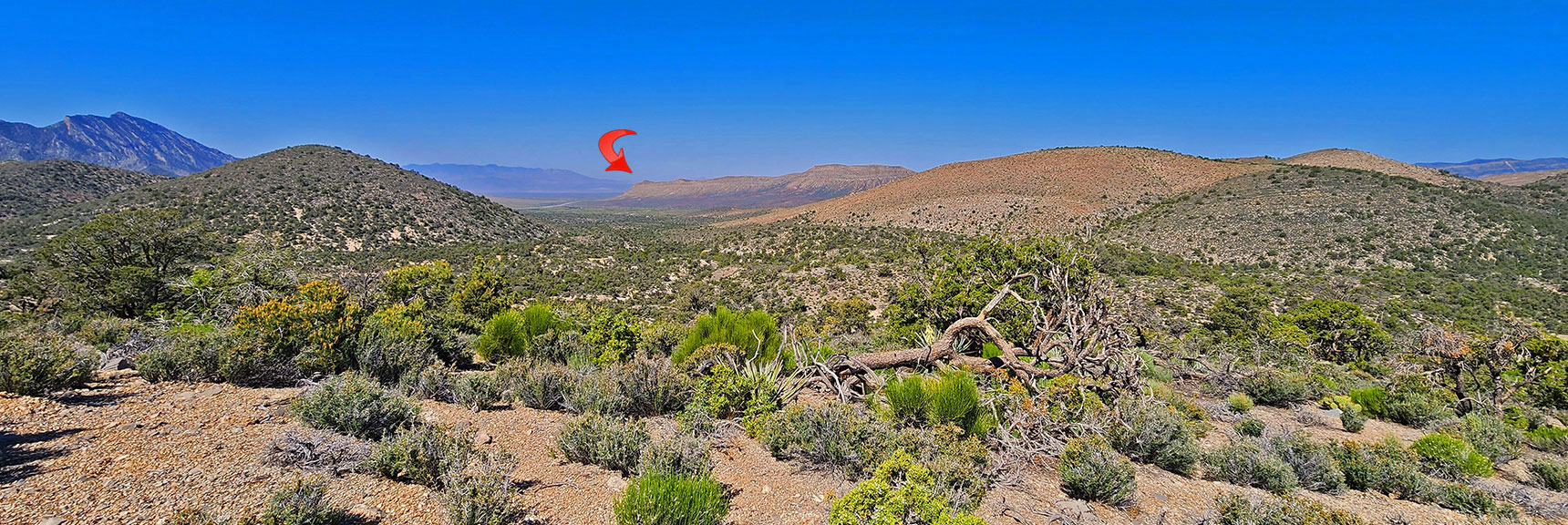 Landmark Bluff from Rainbow Mountains Upper Crest Ridgeline Near Little Zion Area | Landmark Bluff | Lovell Canyon, Nevada