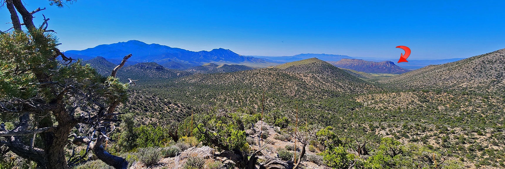 Landmark Bluff from Rainbow Mountains Upper Crest Ridgeline at Mt. Wilson | Landmark Bluff | Lovell Canyon, Nevada