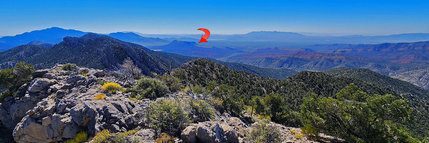 Landmark Bluff from Red Rock Summit on Wilson Ridgeline. | Landmark Bluff | Lovell Canyon, Nevada