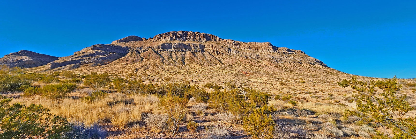 Southwestern Perspective of Southern End of Bluff. Note Summit Approach Gully (left) | Landmark Bluff | Lovell Canyon, Nevada