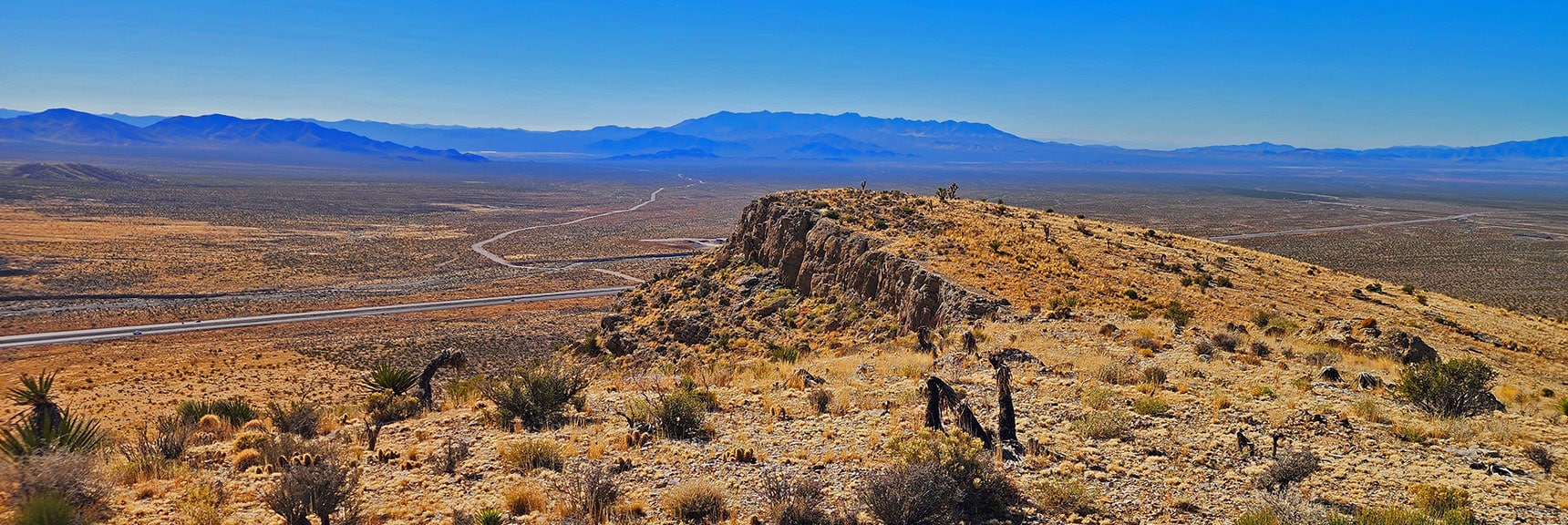 Achieved Southern Summit. View Along Summit Line Toward Nopah Range | Landmark Bluff | Lovell Canyon, Nevada