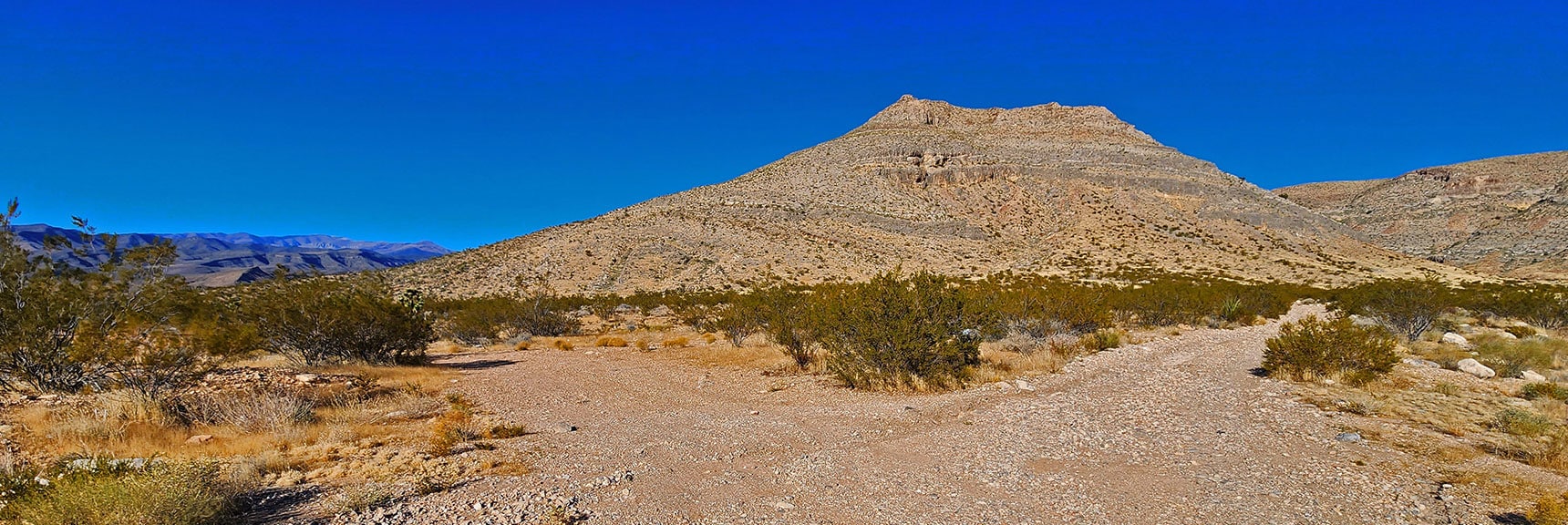 Westside Road Divide. Right Toward Next Canyon, Left Continues North, Connects with CC Spring Rd. | Landmark Bluff | Lovell Canyon, Nevada