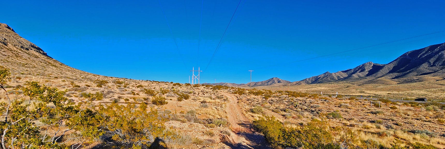 Streamlined Return Trip. Now on Powerline Maintenance Road, South Side of Bluff. | Landmark Bluff | Lovell Canyon, Nevada