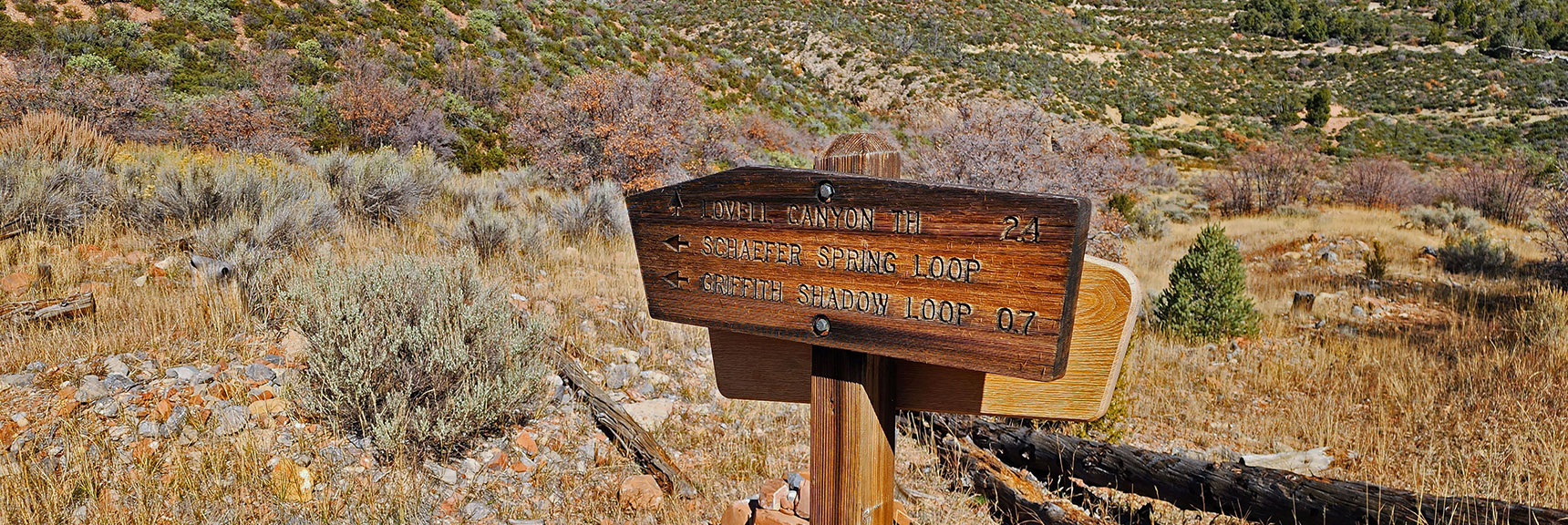 Old Back Side of Schaefer Springs Loop Sign. Don't Take Griffith Shadow Loop from Here. | Lovell Canyon Loop Trail | Lovell Canyon Nevada