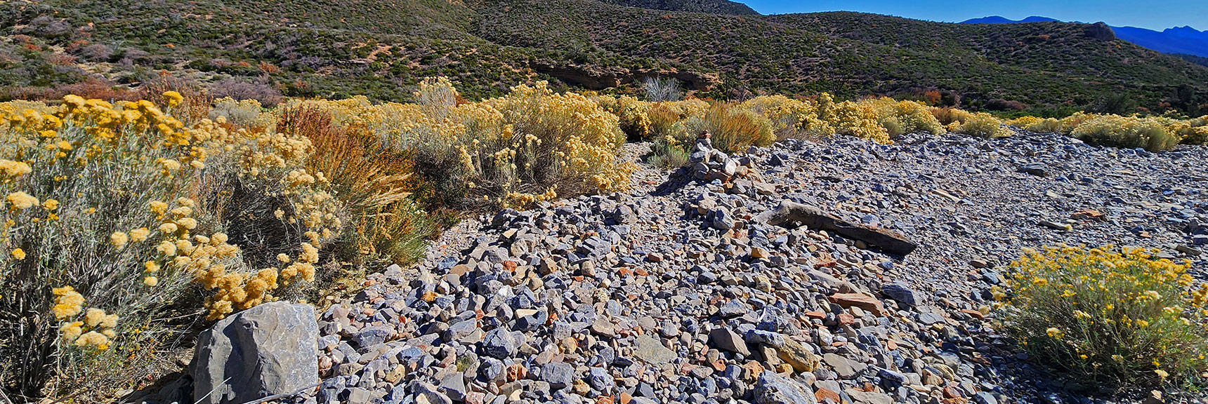 Continuing Schaefer Springs Loop Across Wash. Well Scooped Channel Through Rocks. | Schaefer Springs Loop Trail | Lovell Canyon, Nevada