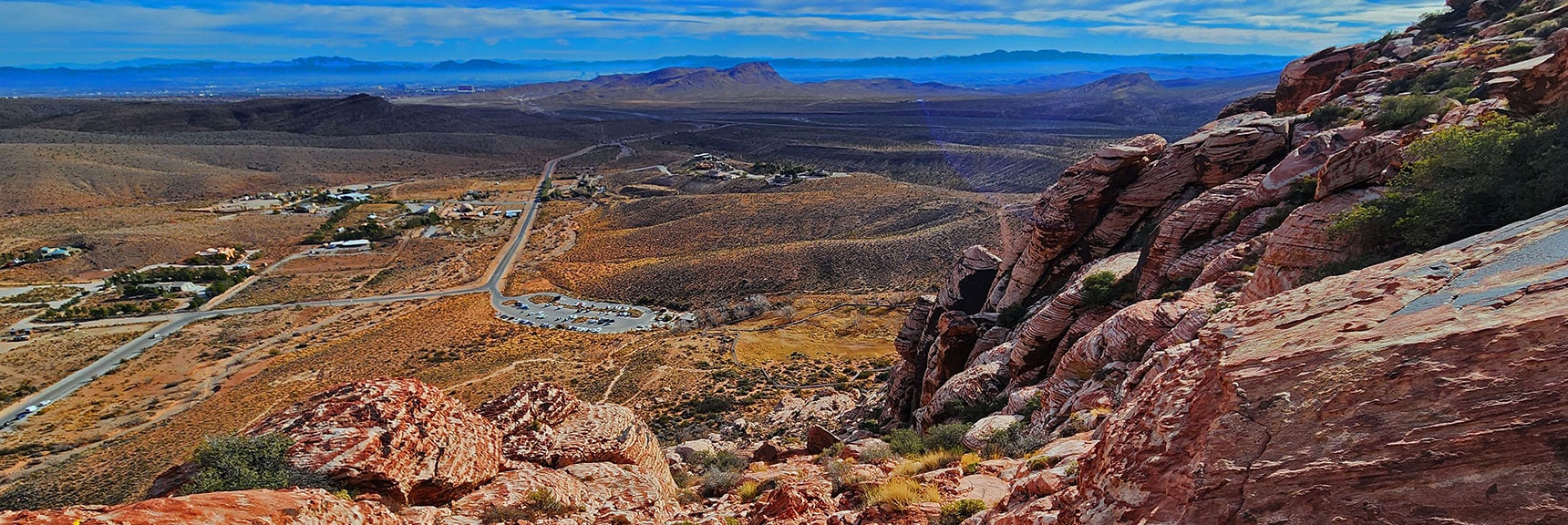 View Down the Grand Staircase Toward Distant Las Vegas Valley and Beyond | Grand Staircase | Calico Basin, Nevada