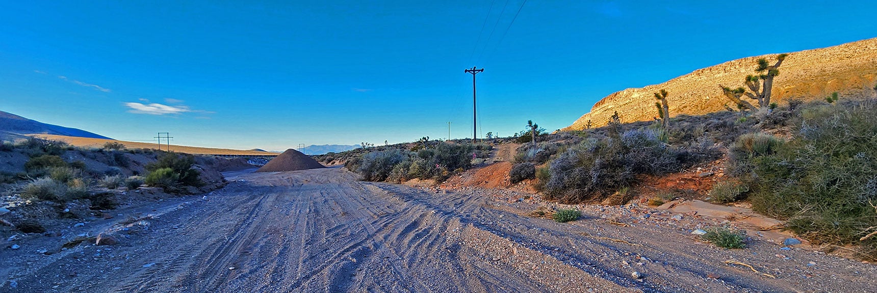 First Split Where Wash Road Meets Powerline Maintenance Road | Landmark Bluff Summit | Lovell Canyon, Nevada
