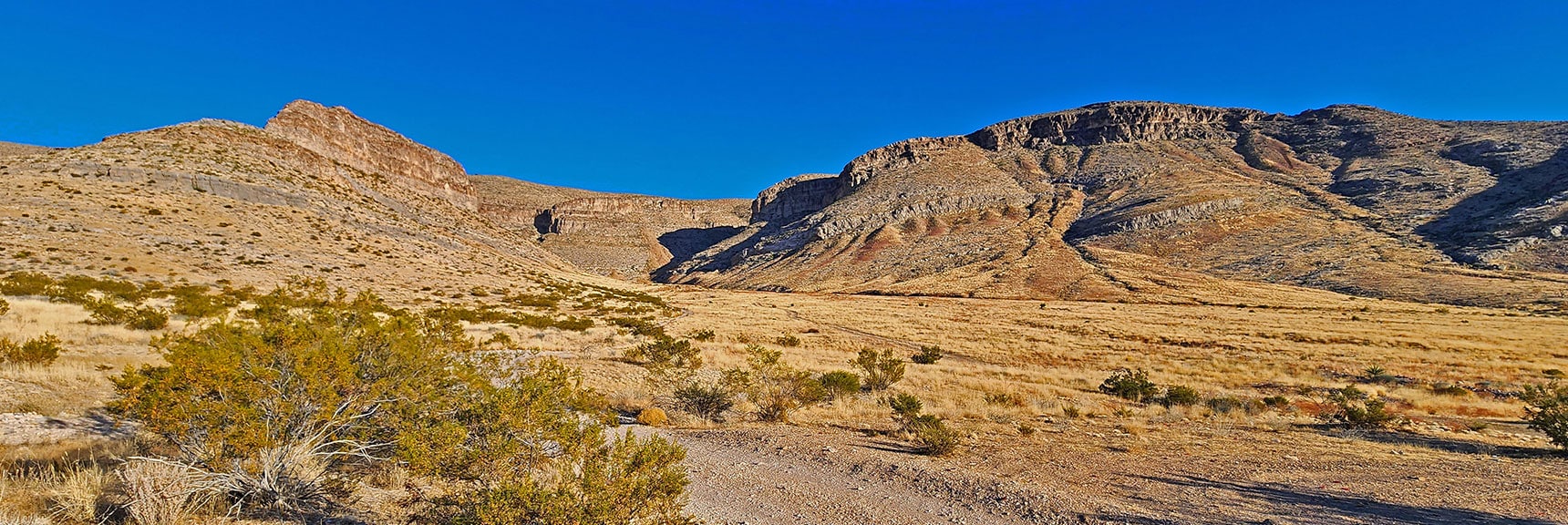 1st & 2nd Westside Canyons: Cave Canyon (right), Mule Spring Canyon (left) | Landmark Bluff Summit | Lovell Canyon, Nevada