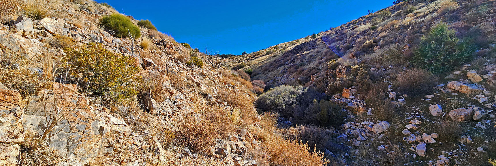 Closing in on Bluff Summit. Chute is Easy Going All the Way Up | Landmark Bluff Summit | Lovell Canyon, Nevada