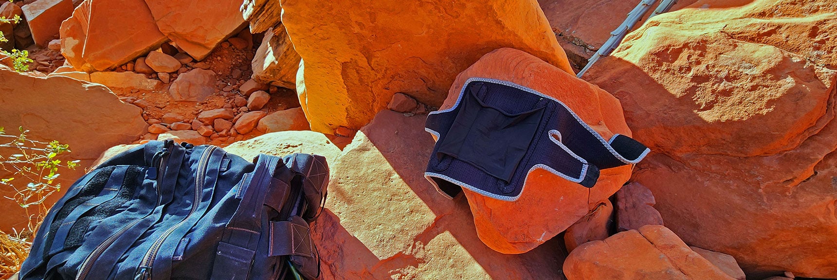 Knee Braces Providing Padding, Stability and Shock Absorption While Traversing Boulders. | Lower Calico Hills Loop | Calico Basin & Red Rock Canyon, Nevada