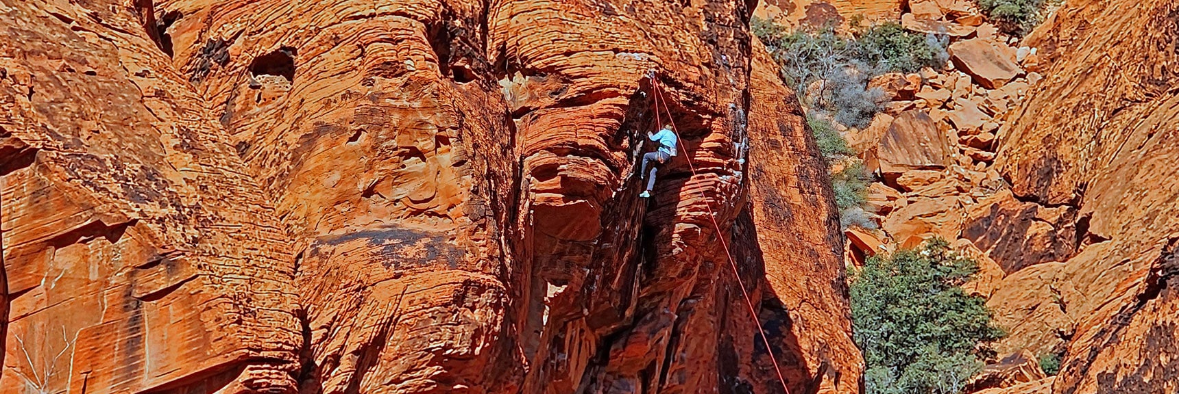 Watch for Advanced Rock Climbers on Cliff Walls to Your Right | Lower Calico Hills Loop | Calico Basin & Red Rock Canyon, Nevada