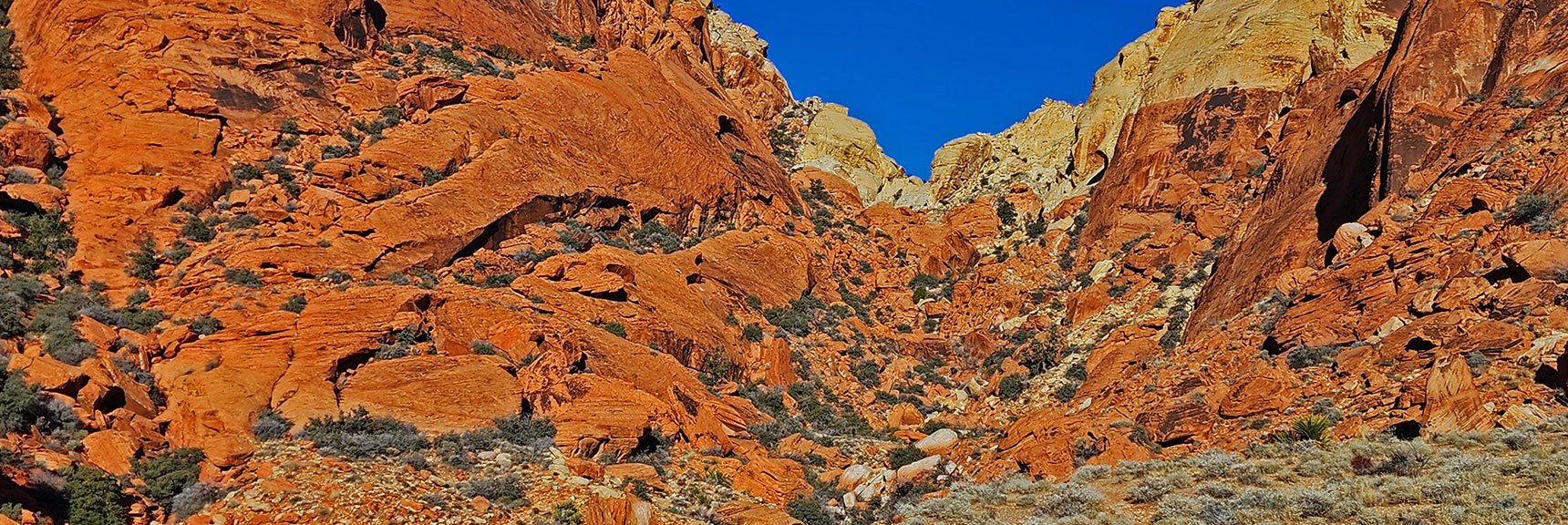 As Boulders Get Larger, Navigate Up to the Canyon's East (Left) Ridge. | Upper Calico Hills Loop | Calico Basin and Red Rock Canyon, Nevada