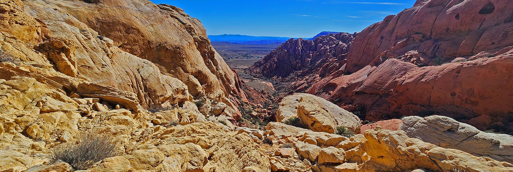 View Back Down to the Calico Basin and Beyond from That Rock Formation | Upper Calico Hills Loop | Calico Basin and Red Rock Canyon, Nevada