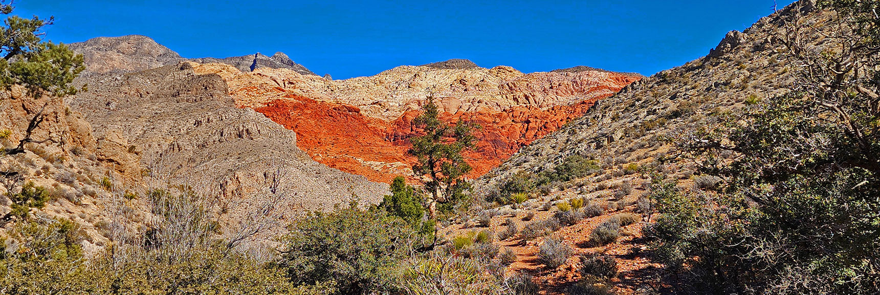 Looking Down the Rattlesnake Trail Toward Gateway Canyon, Kraft Mt. Loop Area | Upper Calico Hills Loop | Calico Basin and Red Rock Canyon, Nevada