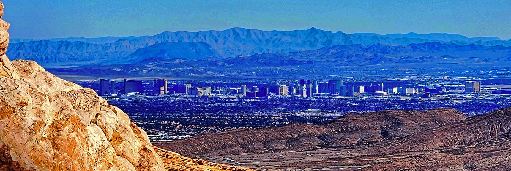 Las Vegas Valley and Strip Visible from Here. | Upper Calico Hills Loop | Calico Basin and Red Rock Canyon, Nevada