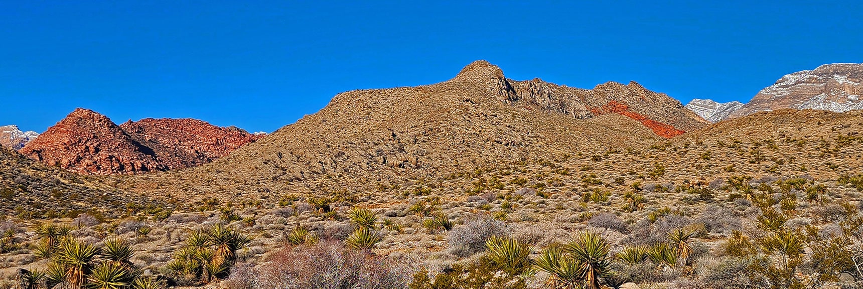 Hug Right Base of Gray Cap Ridge, Long Ridge to Left of La Madre Cliffs | Brownstone Trail | Calico Basin | Brownstone Basin | La Madre Mountains Wilderness, Nevada