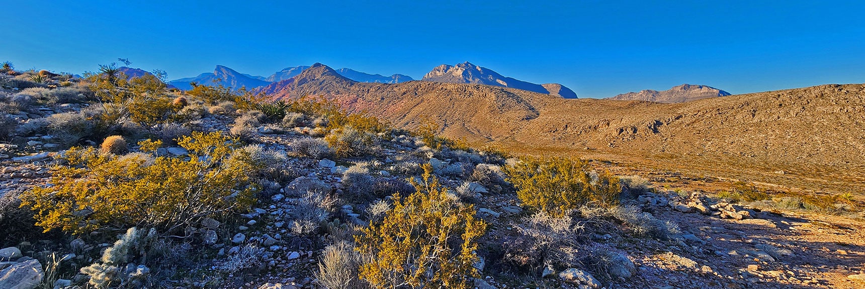 View Back Along Gray Cap Ridge from Peak 3844 Trail. | Brownstone Trail | Calico Basin | Brownstone Basin | La Madre Mountains Wilderness, Nevada