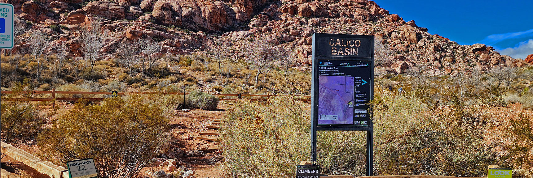 Turn Left at the Base of the Boardwalk for the Calico Basin Trail | Calico Basin Daily Workout Trails | Calico Basin, Nevada