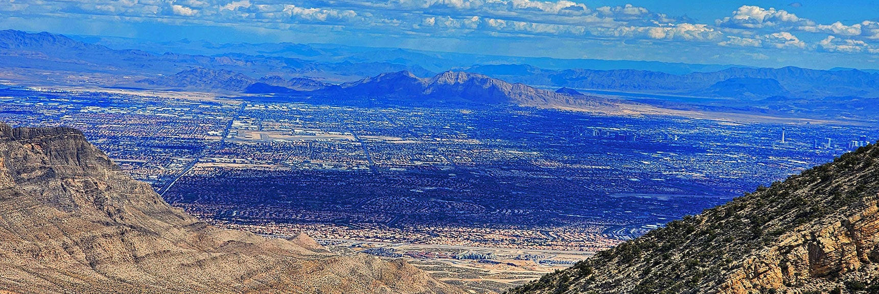 Closer View of Sunrise Mt. (left), Frenchman Mt. (right), Lake Mead (further right). | Damsel Peak Loop | Gateway Peak | Brownstone Basin, Nevada