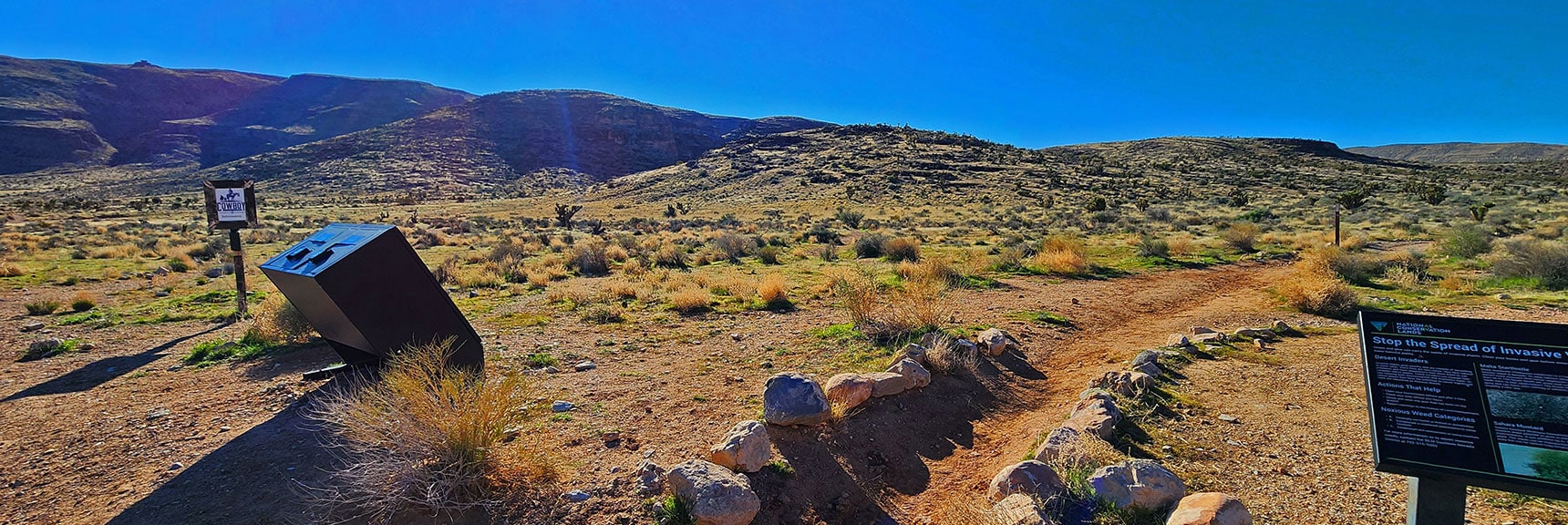 Take the Middle Trail On the Right and Aim for Fossil Ridge Ahead. | Fossil Canyon | Cowboy Canyon | Blue Diamond Hill, Nevada