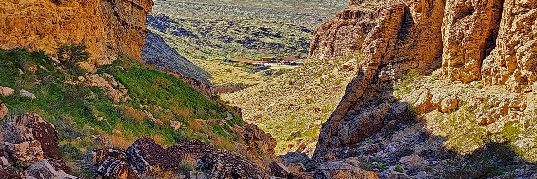 Navigate Large Boulders Below the Caves, Ledge and Ladder. Left Side is Easiest. | Fossil Canyon | Cowboy Canyon | Blue Diamond Hill, Nevada