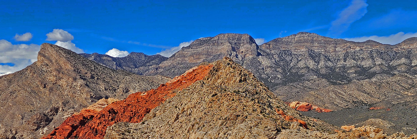 Enlarged View of Red Sandstone Summit Area Beyond Next High Point on Ridge. | Gray Cap Ridge / Brownstone Basin Loop | La Madre Mountains Wilderness, Nevada