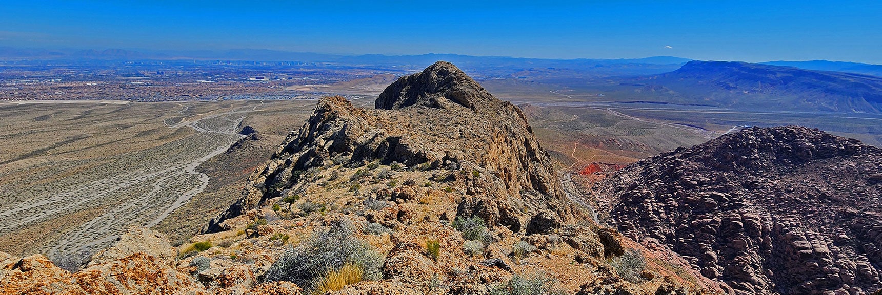 View Back Along Ridgeline Toward SE Summit. Was Easy but Careful Navigation. | Gray Cap Ridge / Brownstone Basin Loop | La Madre Mountains Wilderness, Nevada